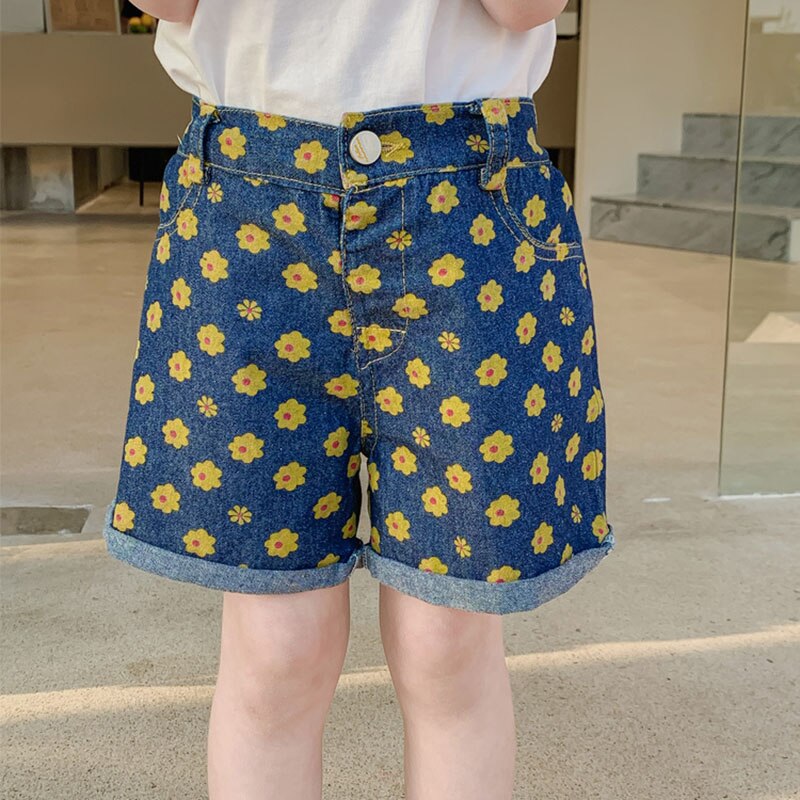 Zomer Meisjes Daisy Denim Shorts Kinderkleding 2022 Vrouwen Mode Broek Jeans 4-53: 80 cm