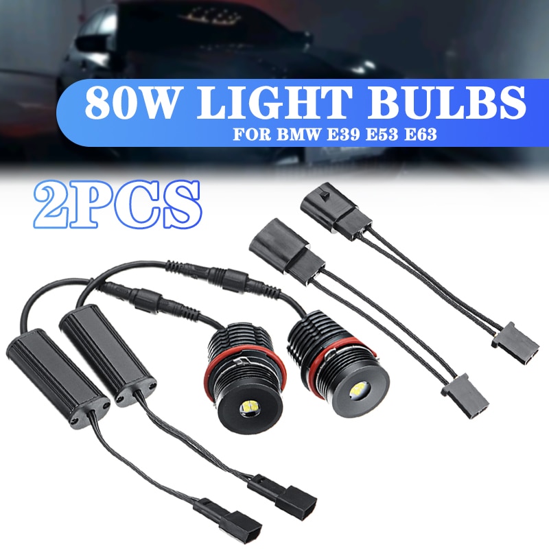 2 Pairs 80W Lampen Voor Bmw E39 E53 E63 Angel Eyes Foutloos Led Halo Ring Duurzaam Auto sight Hoofd Licht Accessoires