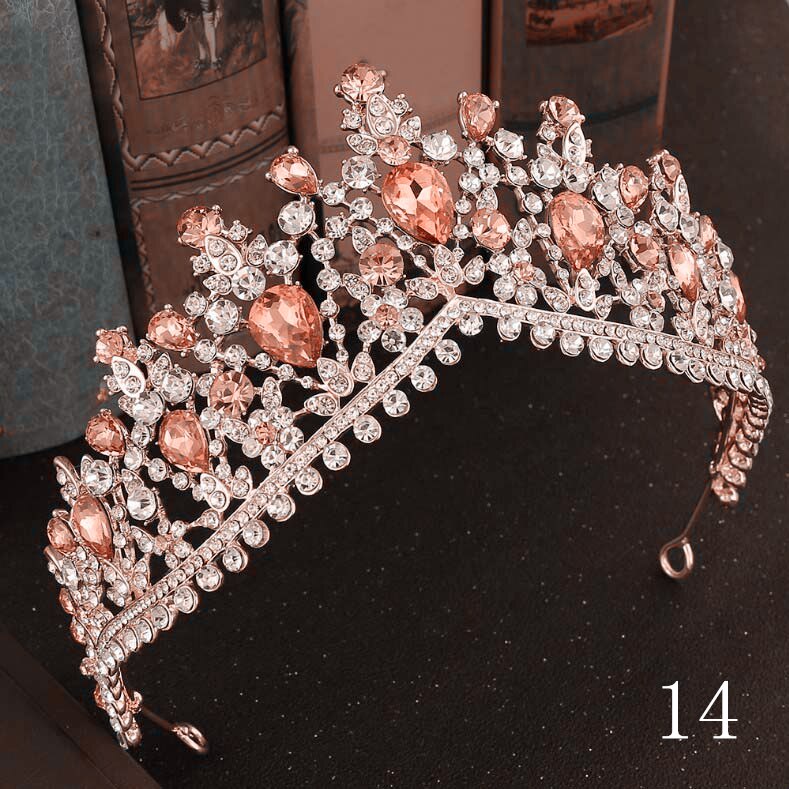 Arancione di Cristallo Da Sposa Strass Oro Corona Sposa Diademi e Corona Copricapo Accessori Per Capelli Per Le Donne Da Sposa Da Sposa: 14