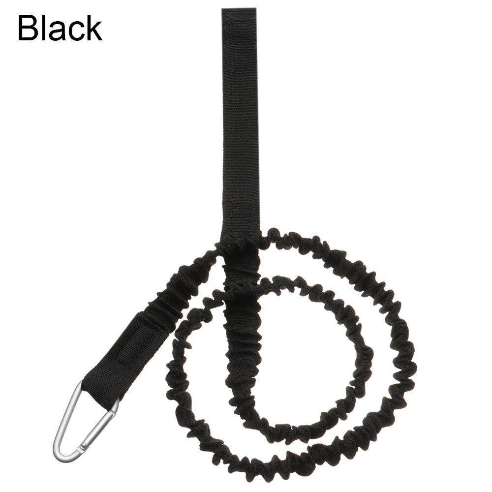 Laisse de canne à pêche élastique réglable, pour Kayak et canoë, corde de sécurité, mousqueton, accessoires pour bateaux à rames: black