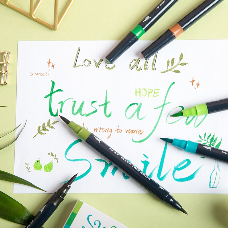Monami Color Twin Brush Watercolor Brush Pen Double Head Art Markers Sketching Painting Brush Lettering 04038