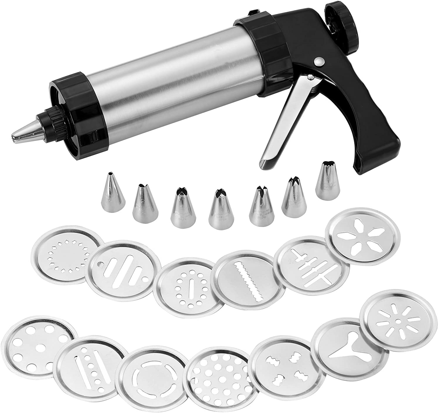 Cookies Press Cutter Baking Tools Cookie Biscuits Press Machine Kitchen Tool Bakeware With 20 Cookie Molds and 4 Nozzles: HZBGJ-13PCS