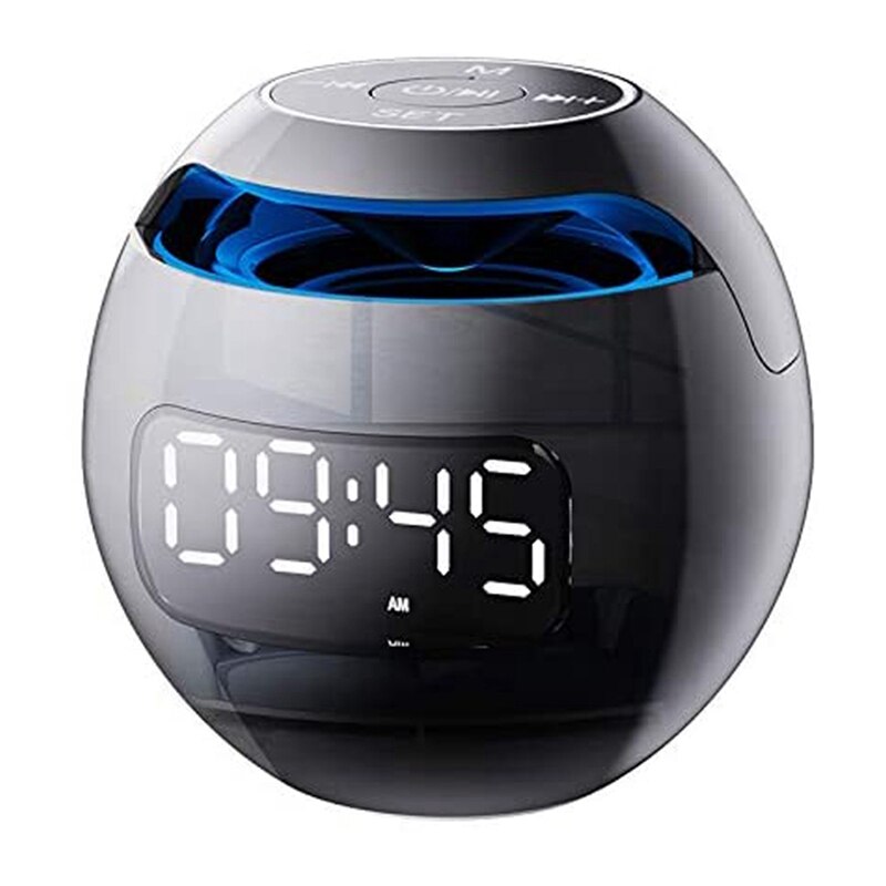 Digital Alarm Clock for Kids, Multifunctional Bass Bluetooth Portable Wireless Speaker with Radio Alarm Clock: Light Grey
