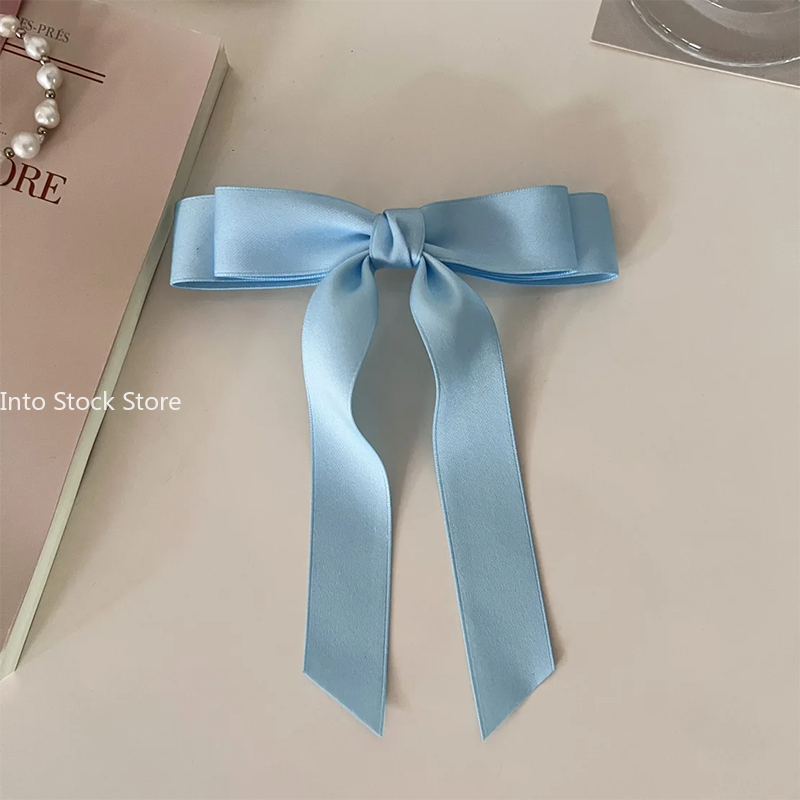 Horquilla con lazo para el pelo de tela para mujer, pinzas para el pelo con cinta, tocado, lazo blanco y negro, Clip superior, accesorios de joyas para el cabello femenino