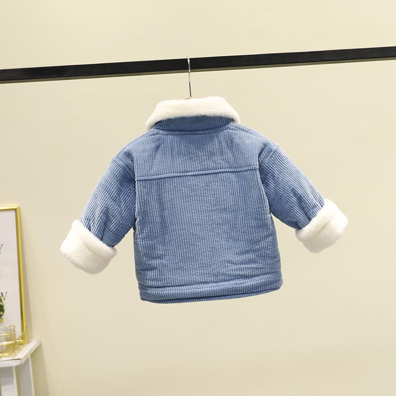 Baby Winter Kleding Plus Fluwelen Gewatteerde Jas, Jongen Buitenlandse Stijl Winter Jas, Kids Corduroy Gewatteerde Jas