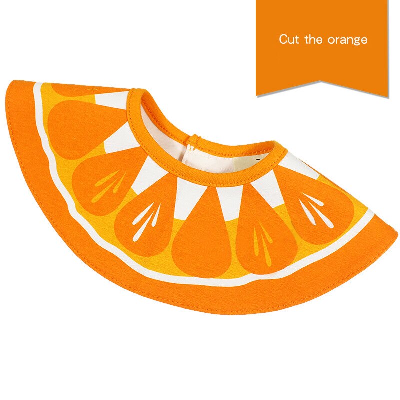 Baby Bandana Slabbetjes 360 Graden Rotatie Fruit Patroon Katoen Baby Peuter Waterdicht Speeksel Voeden Handdoek Accessoires CL5037: Cut the orange