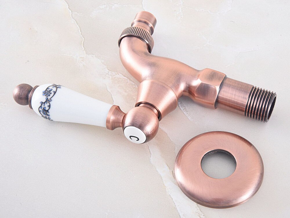 Antique Red Copper Outdoor Faucet Garden Water Tap / Washing machine Faucet / Laundry Sink Cold Water Tap Bidcock Faucet Bav332
