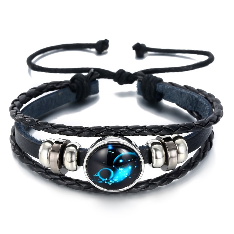 Ifmia 12 konstellationer læder stjernetegn med perler armbånd armbånd til mænd drenge smykker rejsetilbehør