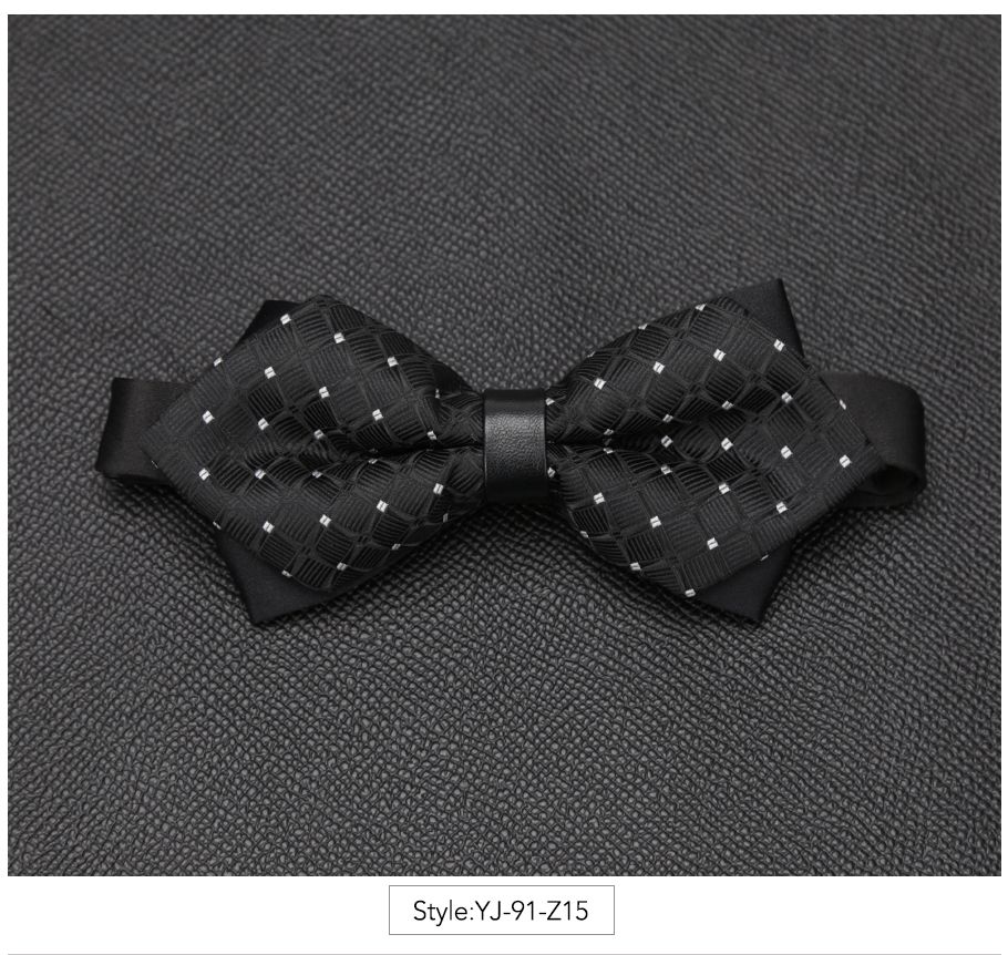 Nœud papillon pour hommes, accessoires luxueux, cravate noire, costume Commercial formel, pour cérémonie de mariage,: YJ-91-Z15