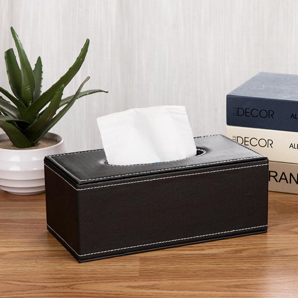 Household Faux Leather Tissue Box Car Tissue Paper Holder Storage Case Hotel Restaurant Paper Towel Dispenser