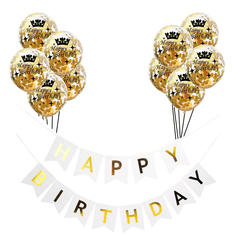 1set Adult Kids Happy Birthday Ballon Letter Banner Gold Confetti Helium Latex Ballon Party Decorations Air Balls Globos: as picture 4
