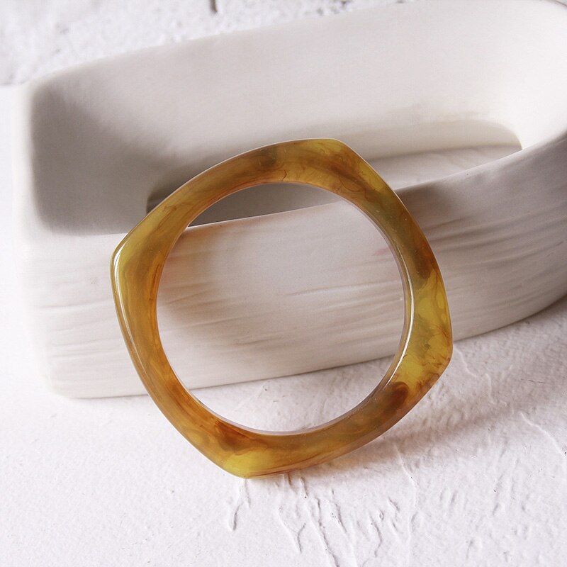 Pulseira geométrica de resina feminina, pulseira colorida de acrílico quadrado, bracelete decorativo retrô para mulheres, joias: 4