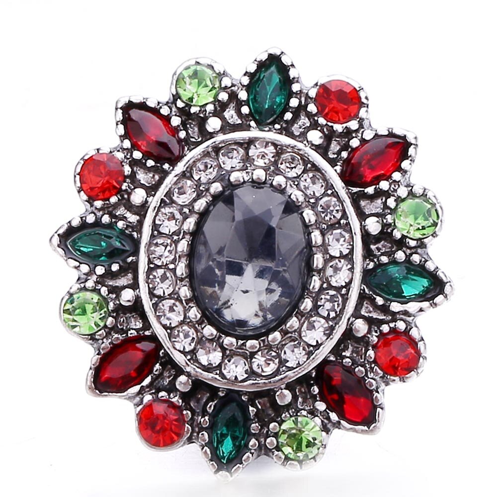 5pcs/lot Snap Button Jewelry Bracelets Charm Metal Crystal Rhinestone Colorful 18mm Snap Buttons Fit DIY Snap Bracelet