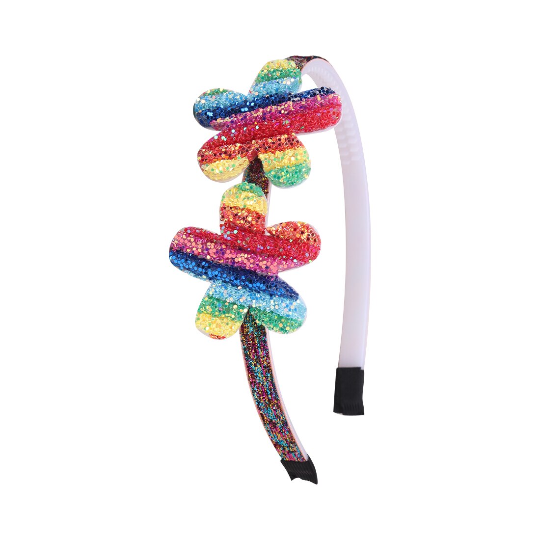 1 Pza niñas diademas de purpurina niños tierna diadema Color arcoíris flor forma de estrella y corazón brillante mujeres accesorios para el cabello: 4