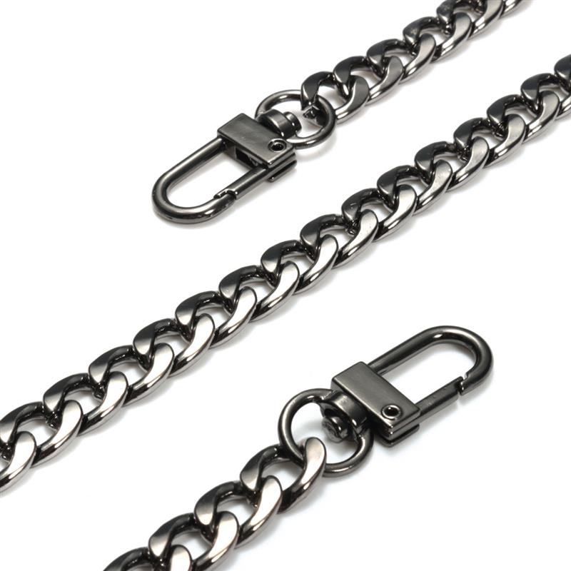 Xingming 120cm rustfrit stål pung kæderem håndtag skulder crossbody håndtaske taske metal udskiftning 3 farver: Sort