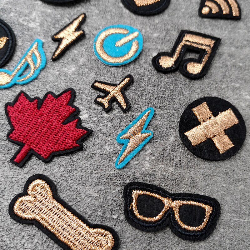 Bril Vliegtuigen Liefdesbriefje Patches Kleden Borduurapplicatie Naaibenodigdheden Decoratieve badges Canada Esdoornbladeren Bliksem