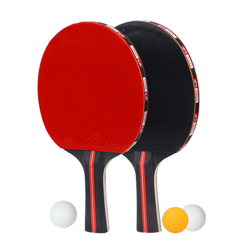 Tênis de mesa bat mão-agitação raquete treinamento iniciante ping-pong bat conjunto de raquete de tênis de mesa (2 raquetes + 3 bolas)