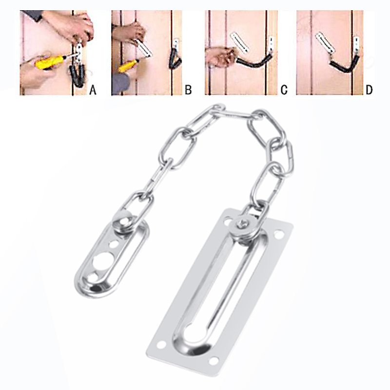 Sliding Door Lock Chrome Door Lock Chain Bolt Safety Chain Hotel Office Security Chain Gate Cabinet Latches Decorative Hardware