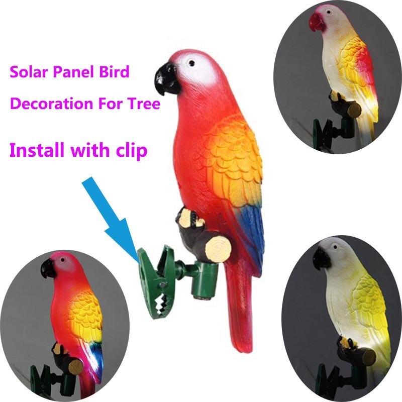 Solar- Energie LED Licht Vogel Papagei Lampe Mit Clip Nacht Lichter für draussen Garten Pfad Ornament SNO88: Ursprünglich Titel
