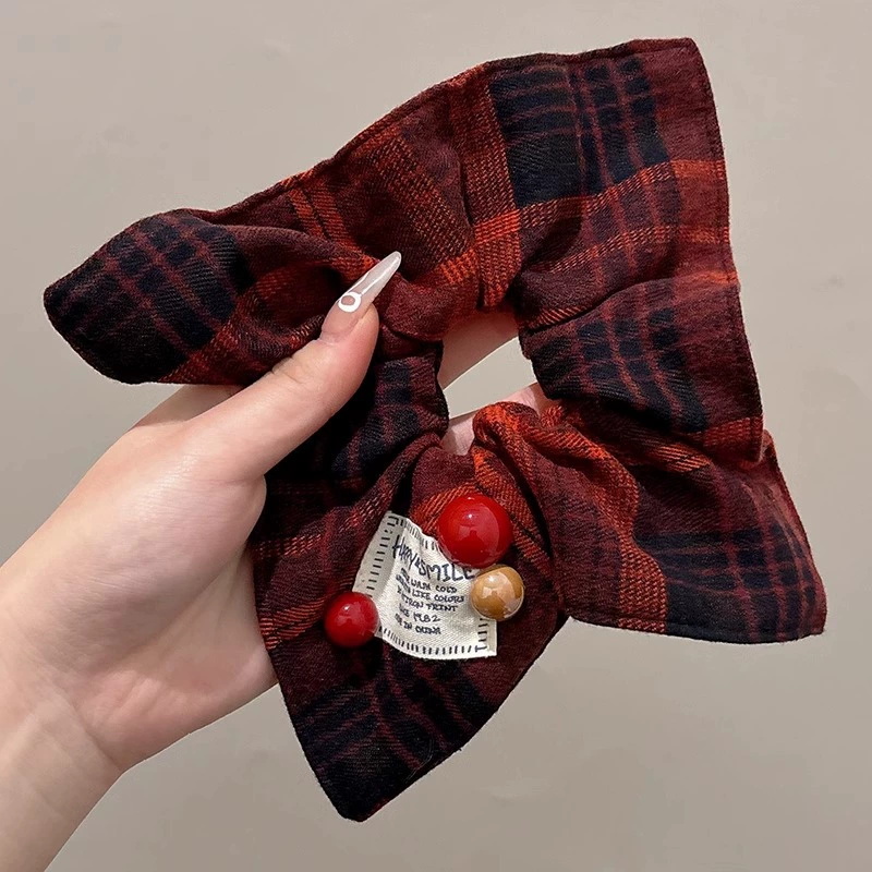 Elegante grande lenço quadrado círculo de cabelo para mulheres meninas elástico cetim hairbands laços de cabelo moda bandana acessórios para o cabelo: Vermelho
