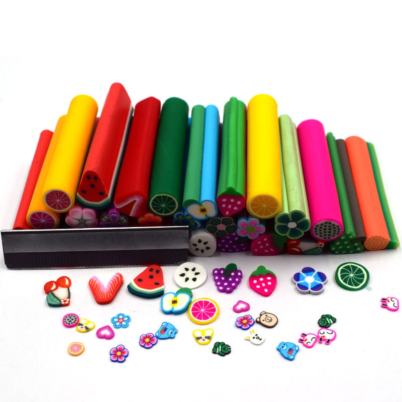 10 Stks/partij Fimo Fruit Plakjes Voor Slime Levert/Nagels Art Tips Klei Kunstmatige Fruit Plakjes Sticks Slimes Speelgoed Diy