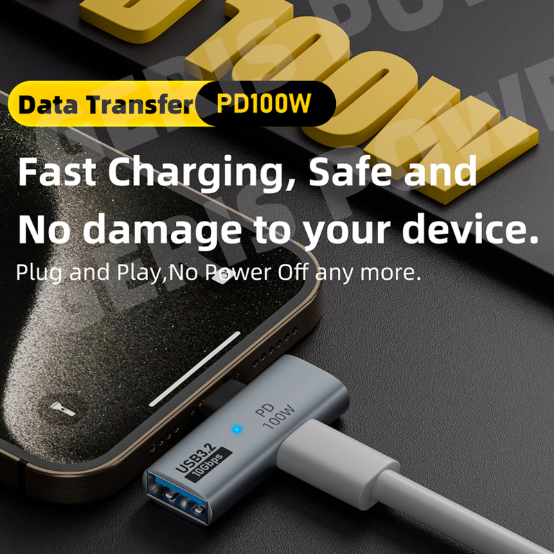 2 in 1 OTG USB C Adapter PD100W Data Transfer Fast Charging Adapter Type C Converter for Phone Tablet Macbook Xiaomi Laptop