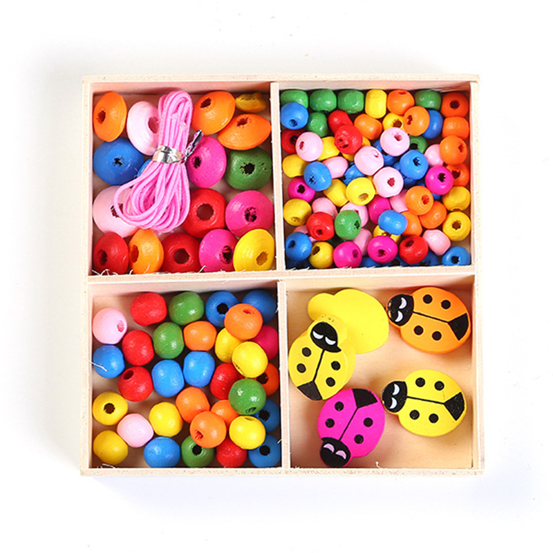 Meisje Diy Sieraden Kit Kleurrijke Houten Kralen Zelf-assemblage Ketting Ketting Armband Accessoires Cadeau Voor Kinderen UD88: Beetle