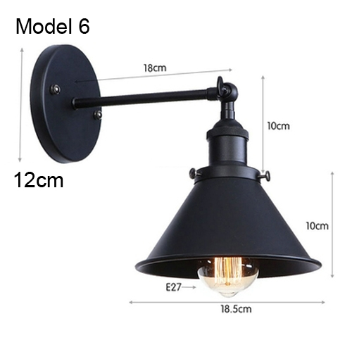 årgang vegglampe jern svart lampeskjerm  e27 ledet-pærer til stue arbeidsrom/soverom/nattbord dårlig innendørs vegglampe retro: 6-10w / Blå