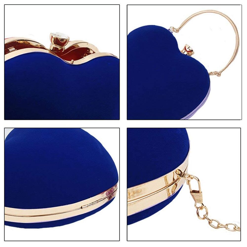 JHD Heart Shape Clutch Bag Messenger Shoulder Handbag Tote Evening Bag Purse,blue