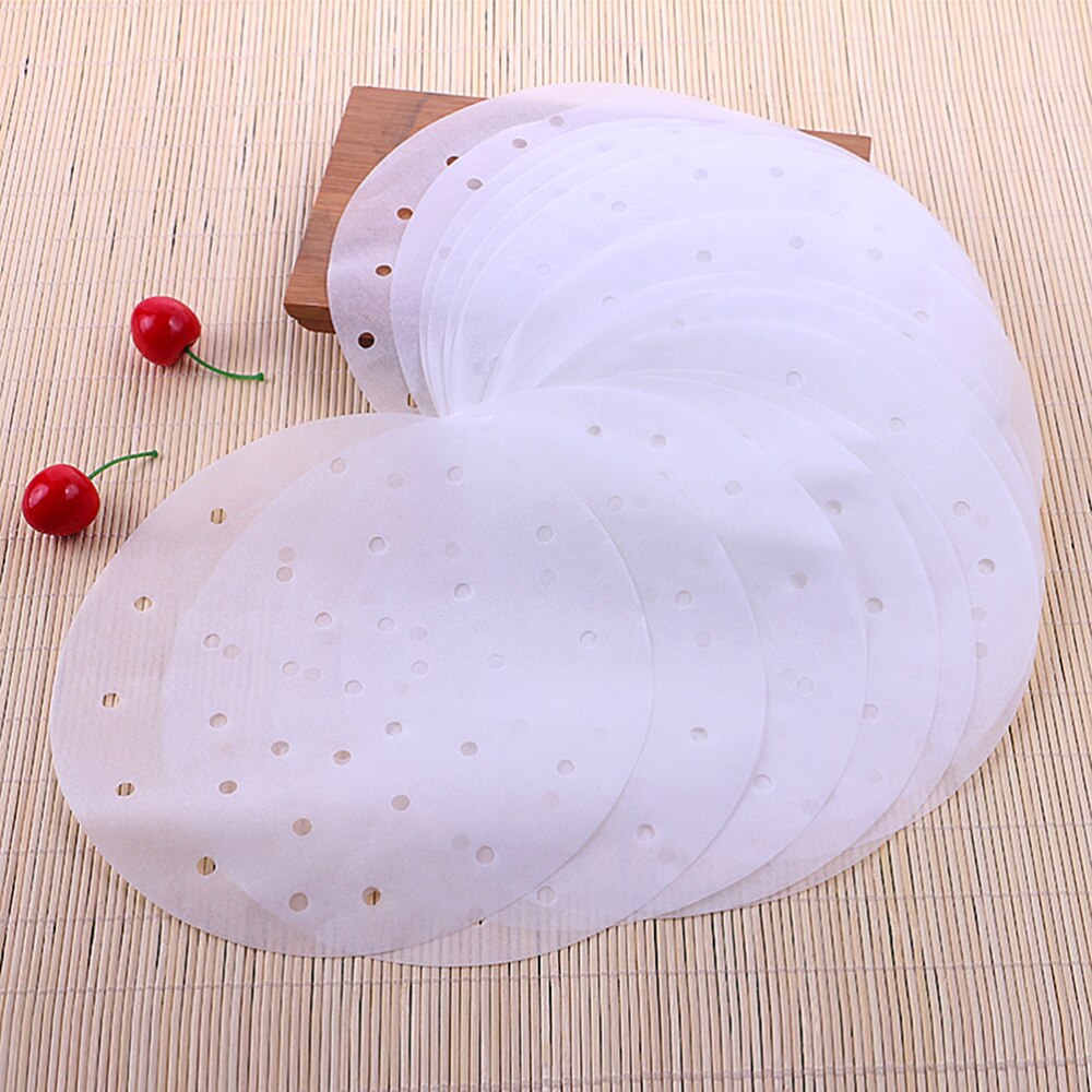 100pcs Perforated Parchment Round Steamer Paper Liners Suitable for Air Fryer Cooking Steaming Basket Vegetables Dim Sum Rice Di