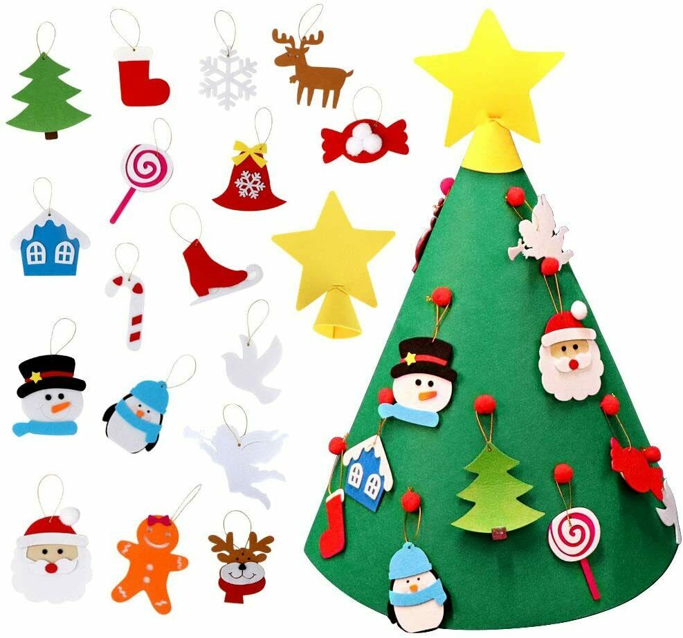 3D Deluxe Felt Christmas Tree Children Toddler Kids UK Christmas Felt Tree Door Wall Hanging Preschool Craft Fuzzy Felt: style3