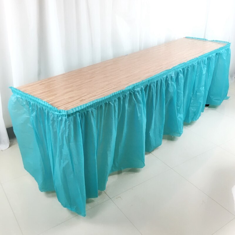 Disposable Table Skirt PEVA Table Skirting Rectangle Desk Skirt Kid Birthday Party Table Cover for Wedding Party Home Decoration