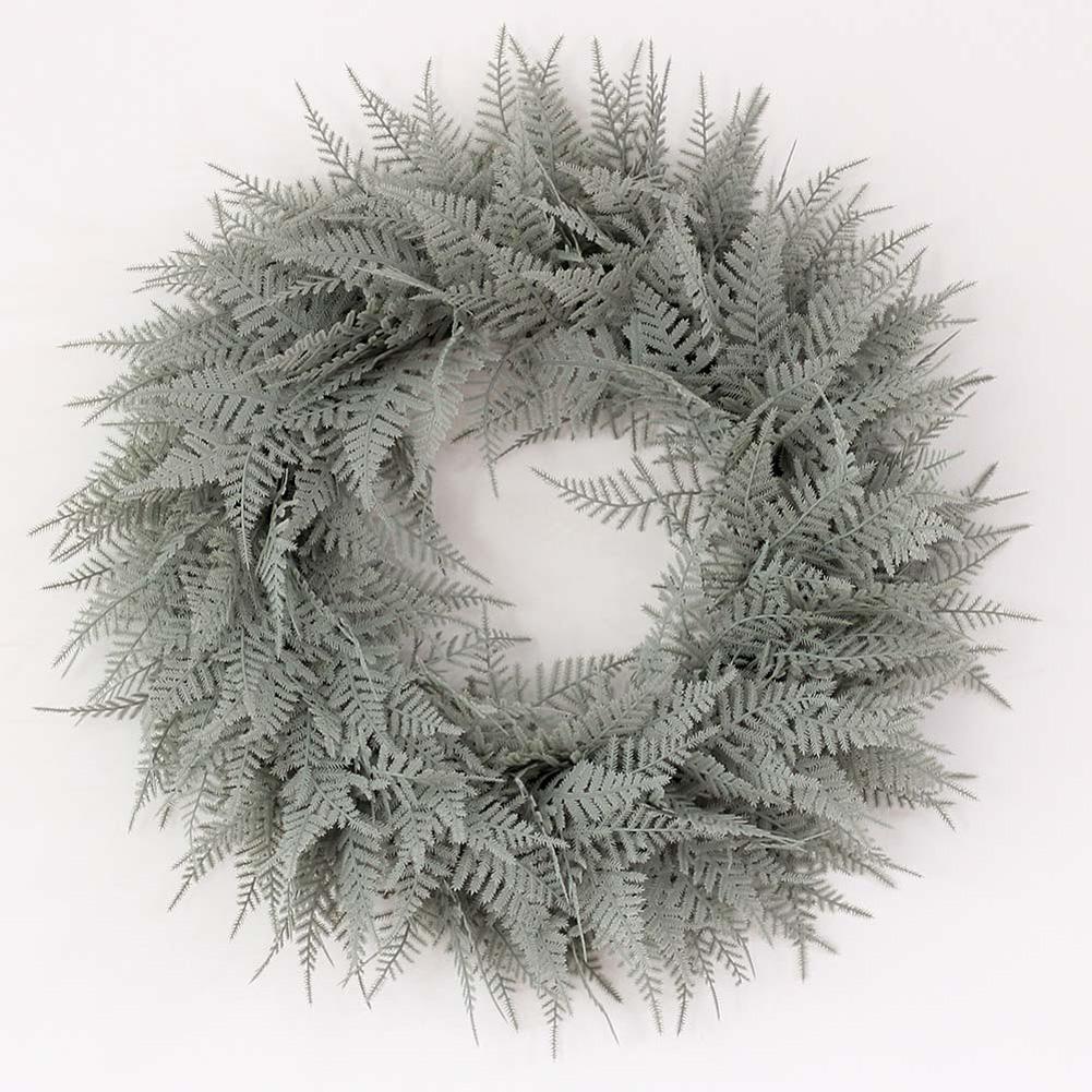 AsyPets imitacja liść paproci wieniec 50CM sztuczne zielone liście girlanda na ślub drzwi impreza dekoracje: Szary