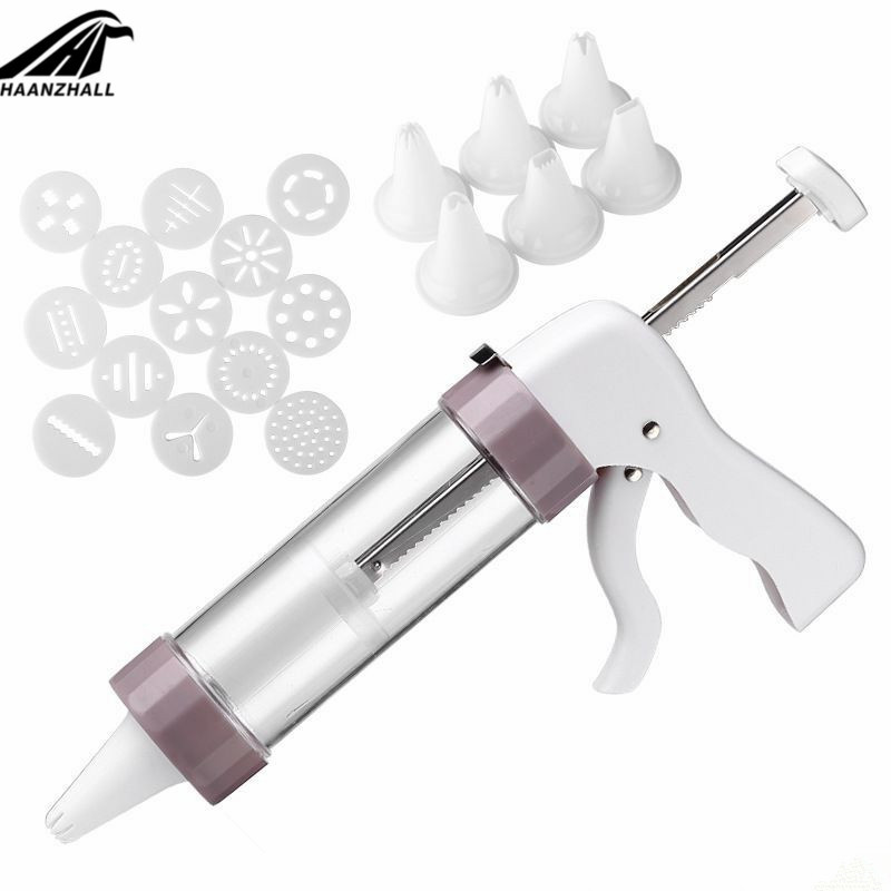 Cookies Press Cutter Baking Tools Cookie Biscuits Press Machine Kitchen Tool Bakeware With 20 Cookie Molds and 4 Nozzles: 20PCS--Plastic