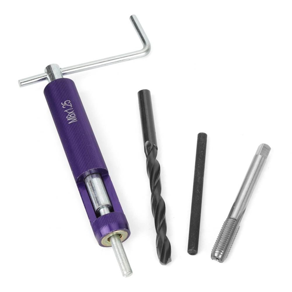 50Pcs Car Thread Repair Kit M8 x 2D Stainless Coiled Wire Screw Threaded Inserts Spanner Wrench Inserts Drill Tap Thread Tool