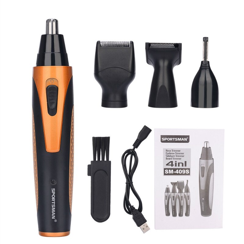4 In 1 Portable Rechargeable Nose Ear Hair Trimmer Set Wireless Men Cutter Beard Shaver Face Eyebrow Nose Hair Removal Device