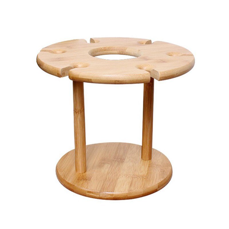 Wine Glass Holder Bamboo Tabletop Wine Glass Drying Racks Camping for 6 Glass and 1 Wine Bottle: Default Title
