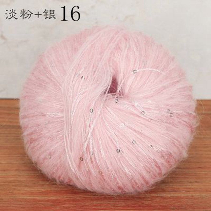 Blødt strikkegarn med pailletter til stof, farverigt tyndt hæklegarn, perlebesat pailletgarn, håndvævet uld med , 50g nøgler: Guld