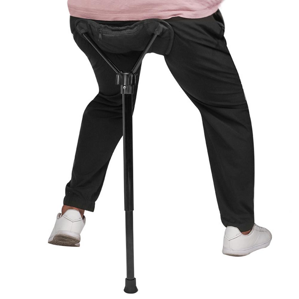 Folding Walking Stick Tripod Stool Adjustable Height Seat Stick Adjustable Seat Folding Stool Folding Stick Chair