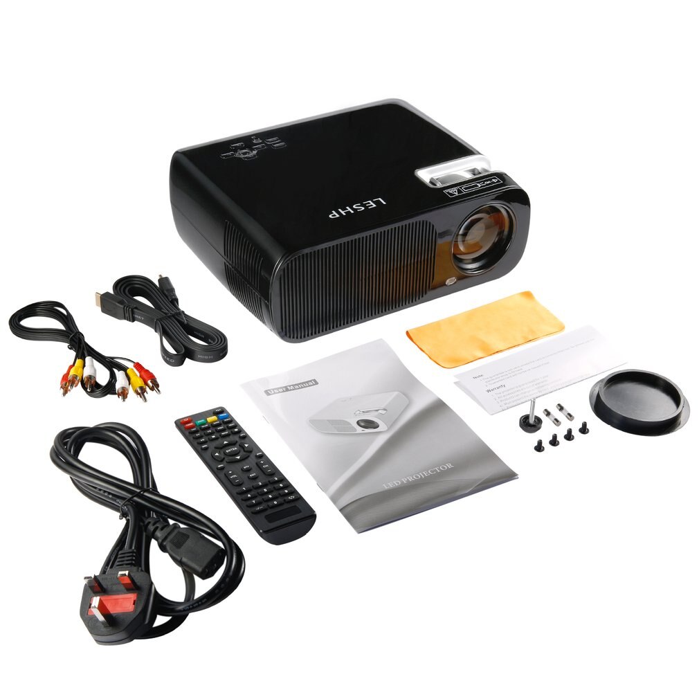 LESHP Video Projektor 2600 LM Home Cinema Theater Unterstützung 1080P HD 3D mit 5,0 Zoll LCD TFT Display + freies HDMI BL20