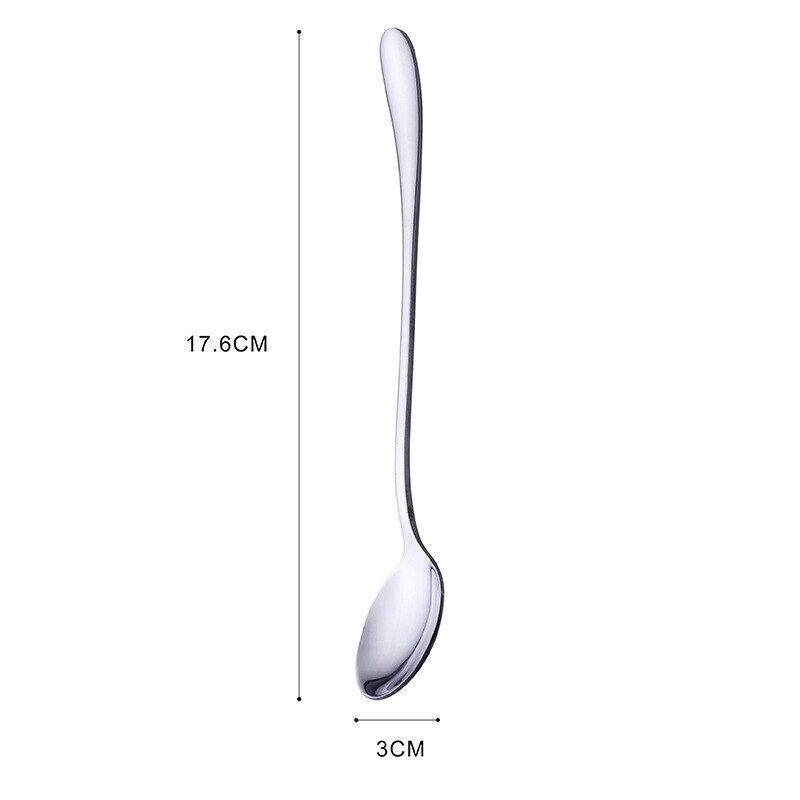 Colorful stainless steel dinner spoons, metal laddle long handle soup spoon, cooking, kitchen table spoon, soup scoop, dinner: Plain Round