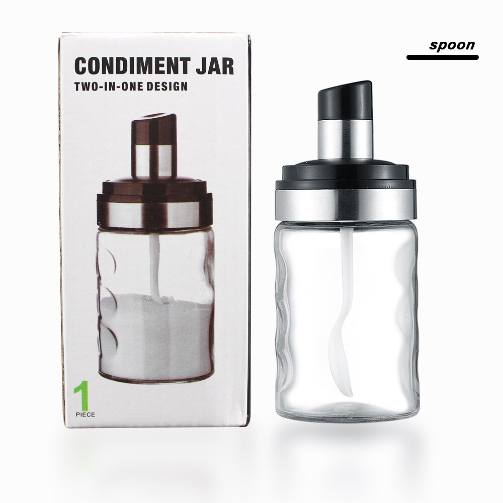 3PCS Convenience Plastic condiment box with spoon condiment bottle condiment bottle tomato sauce bottle jar kitchen supplie: White