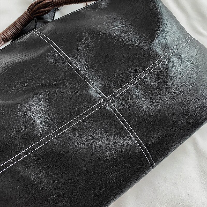 Store tøyvesker for kvinner hobo-vesker med stor kapasitet, skuldervesker i skinn rutete crossbody-veske med dusker, sac a main