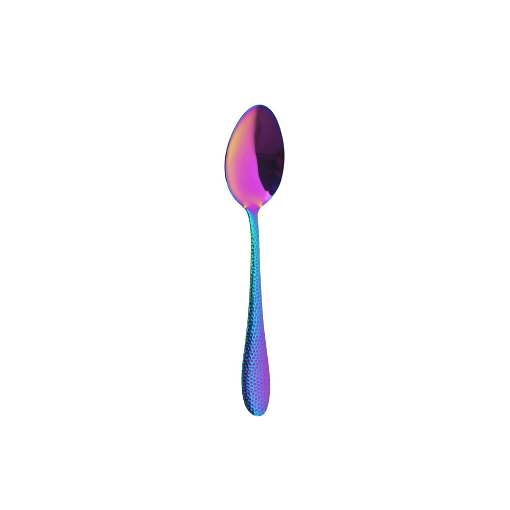 Noir brillant ensemble de couverts couteau fourchette cuillère dîner ensemble cuisine argenterie couverts vaisselle ensemble 304 acier inoxydable vaisselle ensemble: 1Pc Rianbow Teaspoon