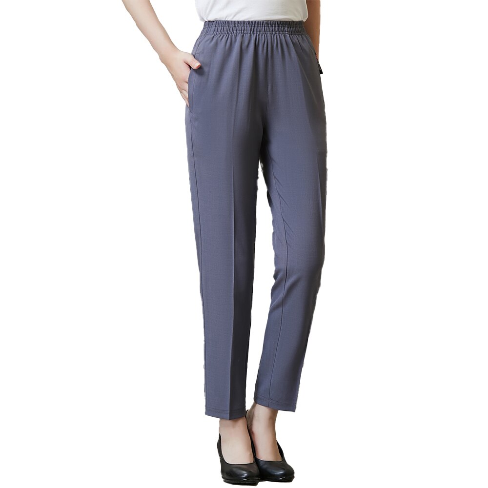 Women Chef Pants Elastic Waist Stretch Gray Trousers Food Service Bakery Hotel Kitchen Restaurant Work Wear Uniform Cook Pants: M