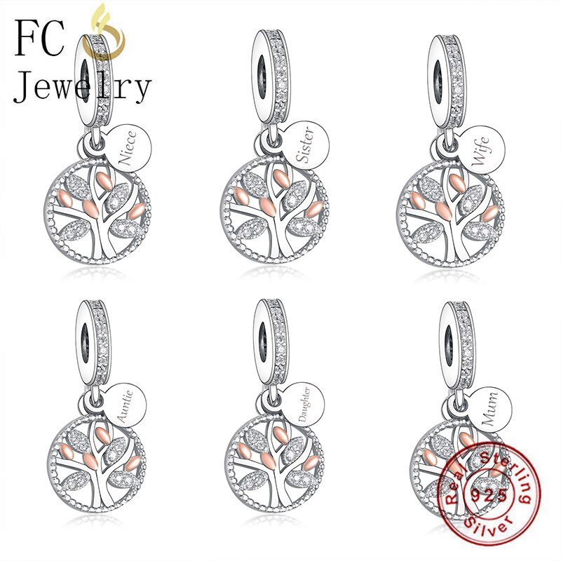 FC Jewelry Fit Original Charm Bracelet 925 Sterling Silver Rose Gold Tree of Life Bead For Making Mum Wife Niece Berloque