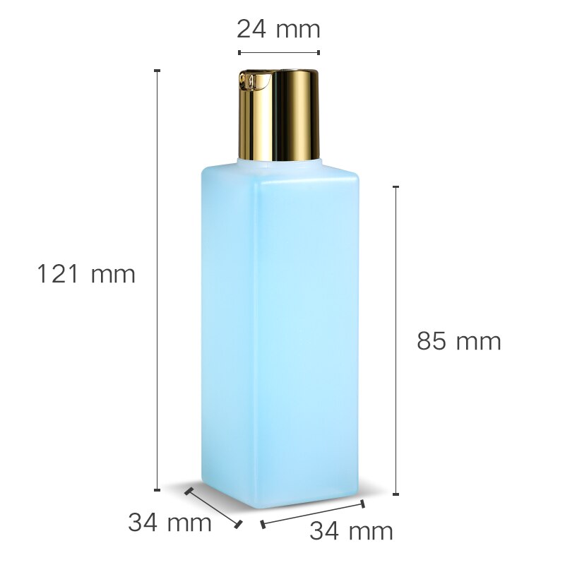50 stk tom firkantet flaske med gulllokk for flytende kosmetiske påfyllbare flasker av matkvalitet 50ml 100ml: 100ml gjennomsiktig