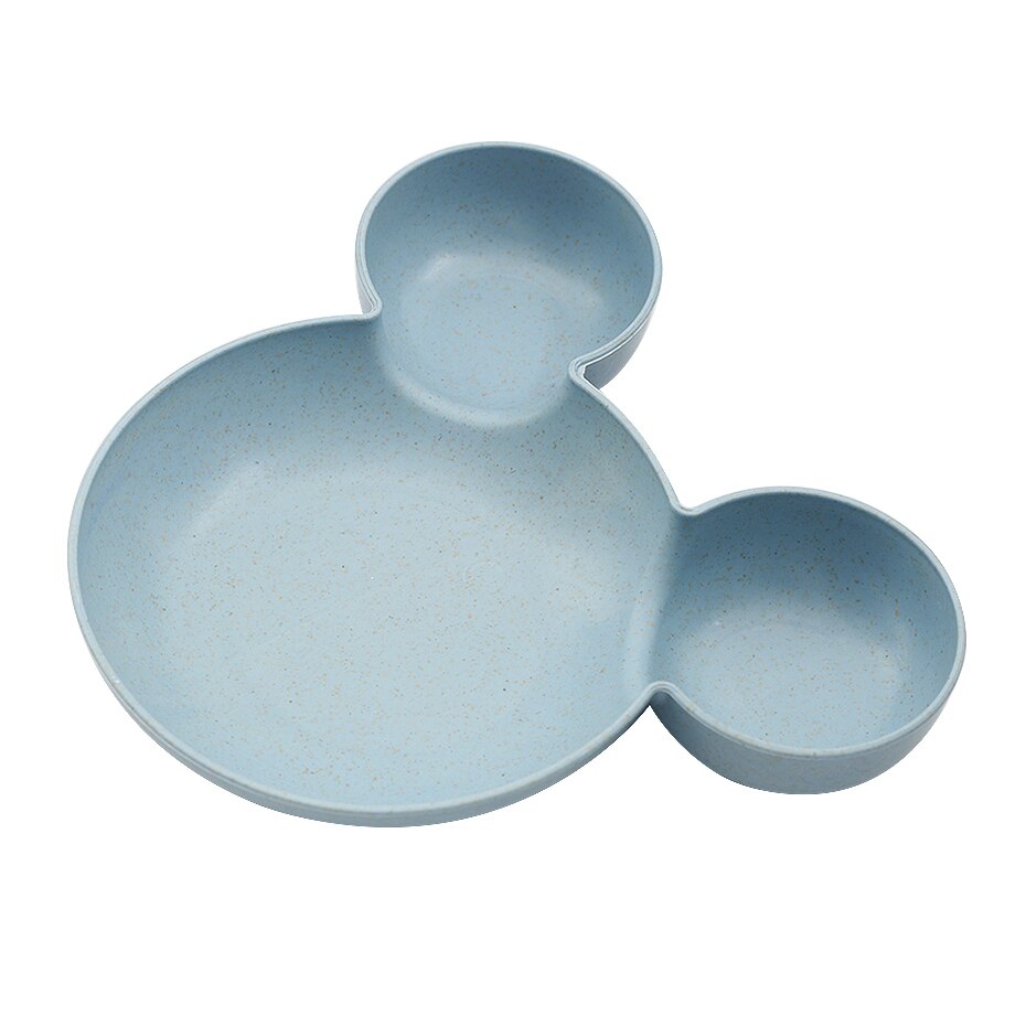 Baby Servies Cartoon Kids Verdeeld Kom Food Grade Eco Tarwe Stro Kinderen Plaat Babyvoeding Servies Eten Gerechten: blue  bowl