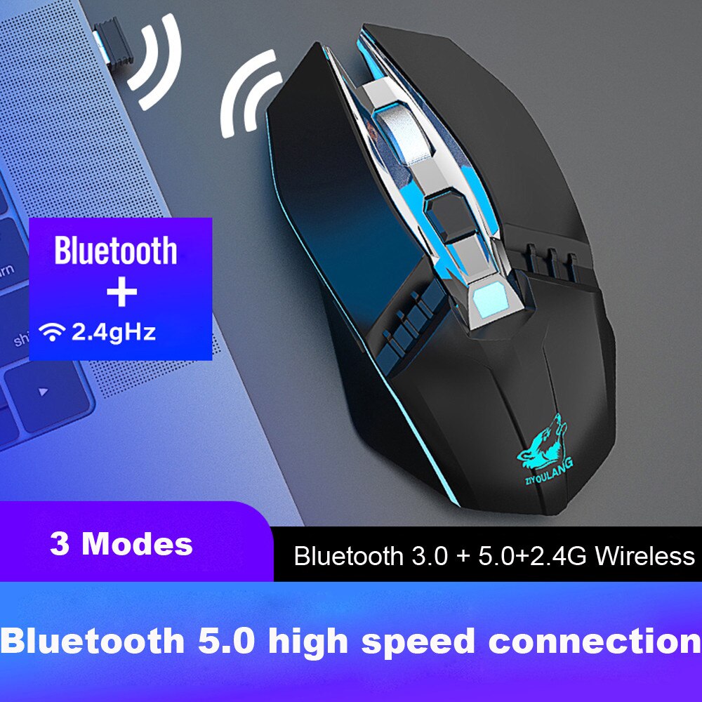 X5 Bluetooth 5.0+3.0+2.4G Wireless Three Mode Mute Rechargeable Gaming Mouse: A