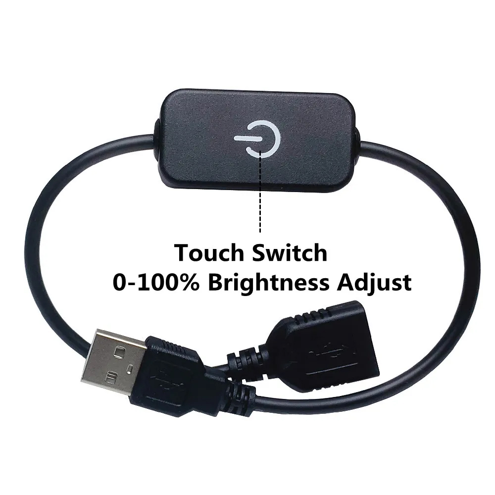 USB-Kabelschakelaar 28Cm Usb Een Man Naar Een Vrouwelijke Verlengstuk Zwarte Kabel Met Aan/Uit-Schakelaar, Usb 5V Touch/Knop Dimmer Schakelaar